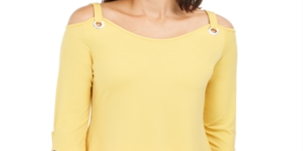 JM Collection Women's Grommet Cold Shoulder Tunic Yellow Size Small