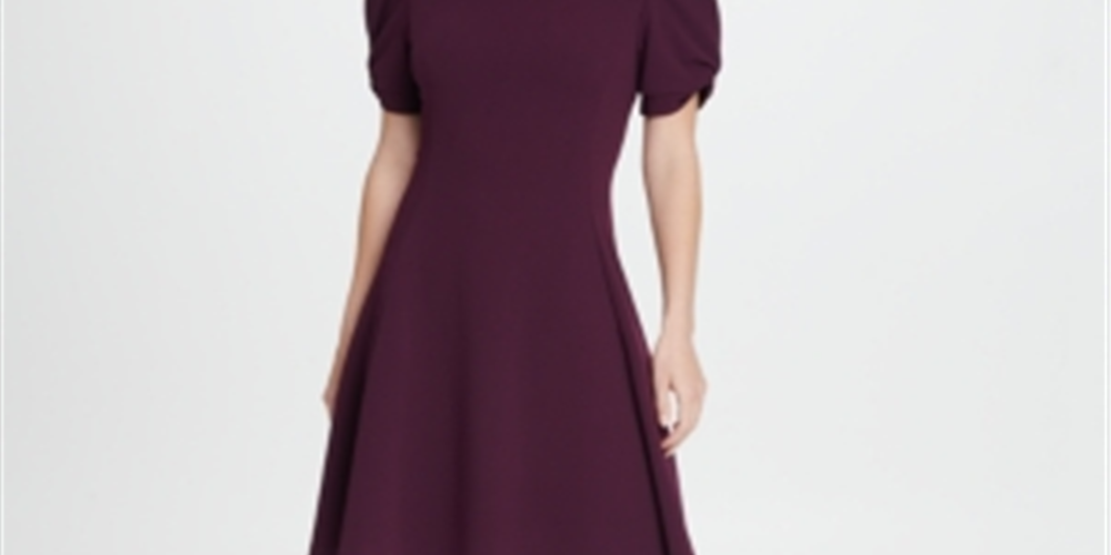 DKNY Women's Knot Puff Sleeve Fit Flare Dress Purple Size 10