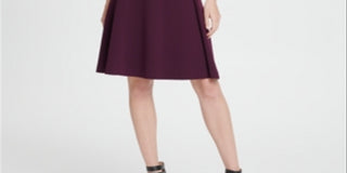 DKNY Women's Knot Puff Sleeve Fit Flare Dress Purple Size 10