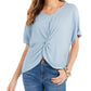 Style & Co Women's V Neck Twist Front Top Blue Size X-Small