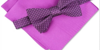Alfani Men's Pocket Square Roy Geo Pt Solid Set Silk Bow Tie Pink Size Regular