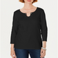 Karen Scott Women's Three Quarter Sleeve Top Black Size Large