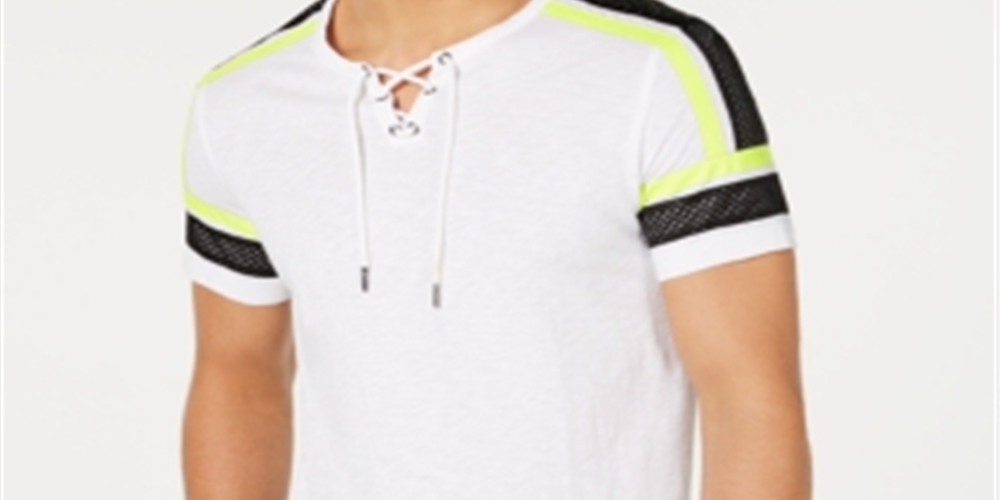 INC International Concepts Men's Attila Cotton Mesh Trim Casual Shirt White Size XX-Large