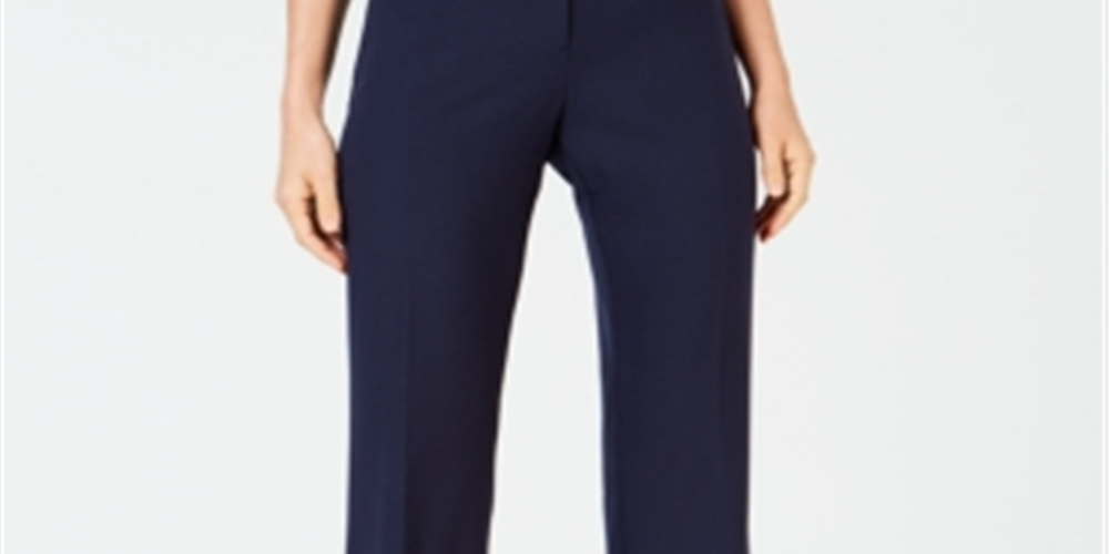 JM Collection Women's Tummy Control Trousers Blue Size 10Petite