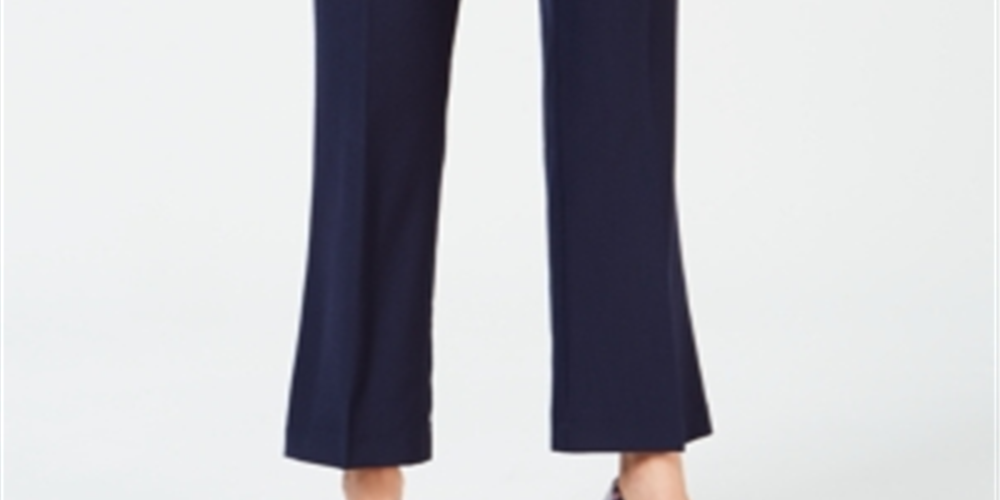 JM Collection Women's Tummy Control Trousers Blue Size 10Petite