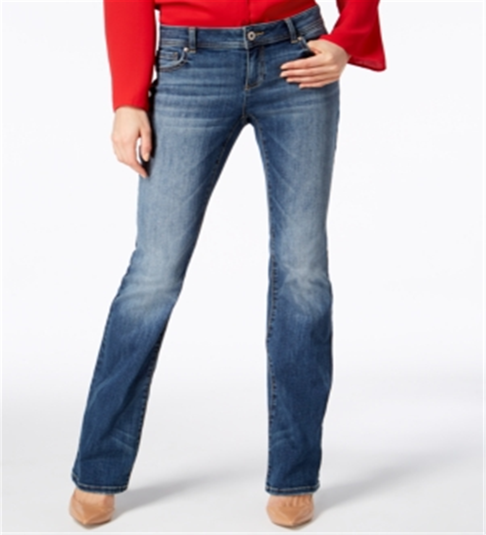 INC International Concepts Women's Wash Mid Rise Bootcut Leg Stretch Jeans Blue Size 0