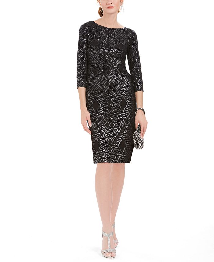 Jessica Howard Women's Matte Jersey Ruched Casual Dress Black Size 10 Petite