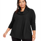 JM Collection Women's Lace up Cowlneck Sweater Black Size 1X