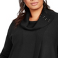 JM Collection Women's Lace up Cowlneck Sweater Black Size 1X