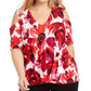 INC International Concepts Women's Printed Cold Shoulder Top White Size 1X
