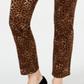 Charter Club Women's Animal Print Lexington Straight Leg Jeans Brown Size 8