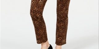 Charter Club Women's Animal Print Lexington Straight Leg Jeans Brown Size 8