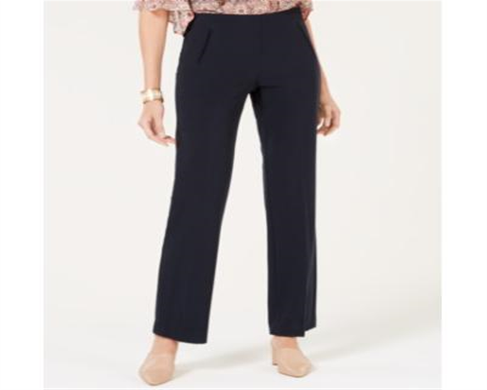 Style & Co Women's Tummy Control Pull on Straight leg Pants Blue Size 8
