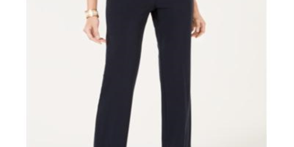 Style & Co Women's Tummy Control Pull on Straight leg Pants Blue Size 8