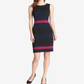 Tommy Hilfiger Women's Scuba Crepe Colorblock Sheath Dress Blue Size 12P