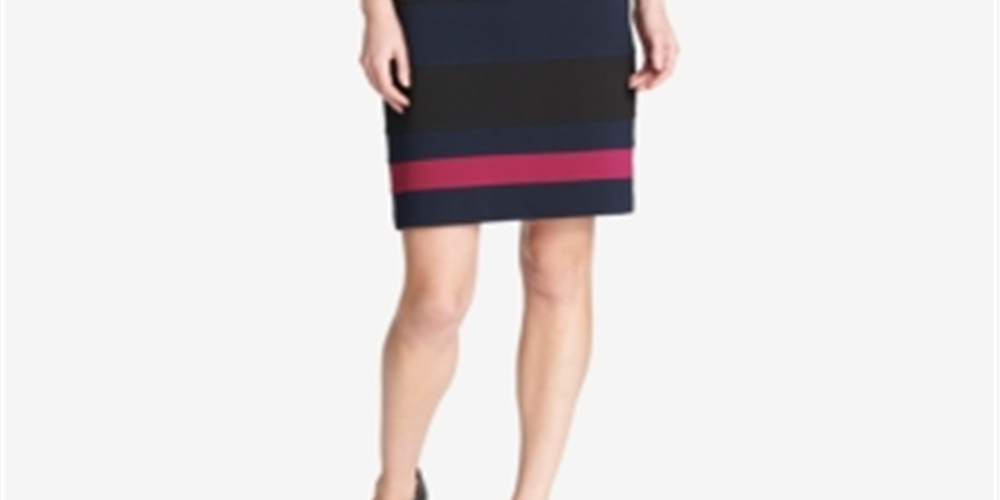 Tommy Hilfiger Women's Scuba Crepe Colorblock Sheath Dress Blue Size 12P