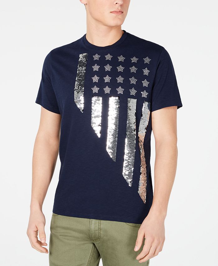 INC International Concepts Men's Stars & Stripes Graphic Short Sleeve T-Shirt Blue Size XX-Large
