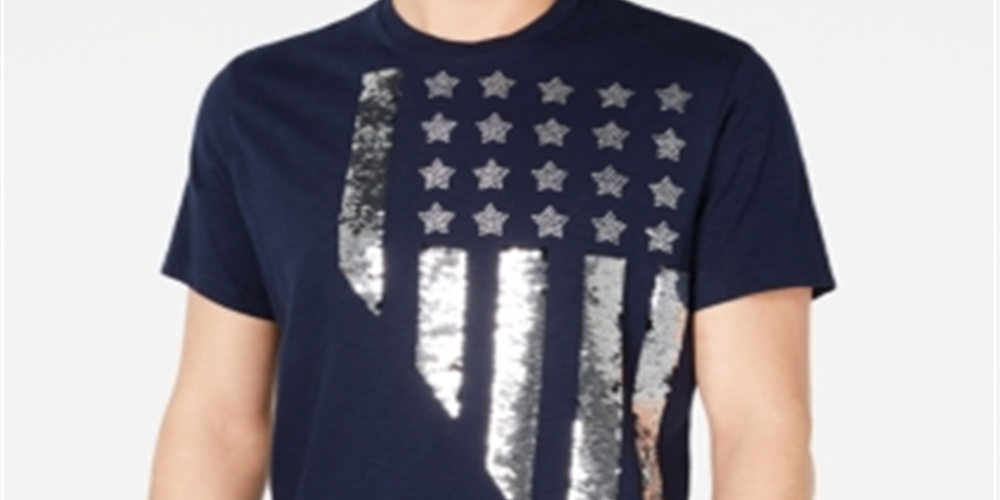 INC International Concepts Men's Stars & Stripes Graphic Short Sleeve T-Shirt Blue Size XX-Large