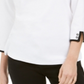 Karen Scott Women's Contrast Trim Cotton Top White Size Large