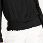 American Rag Junior's Smocked Waist Long-Sleeve Top Black Size XX-Small