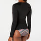 Bar III Women's Printed Long Sleeve Rash Guard Dress Black Size S