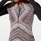 Bar III Women's Printed Long Sleeve Rash Guard Dress Black Size S