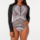 Bar III Women's Printed Long Sleeve Rash Guard Dress Black Size S