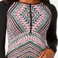 Bar III Women's Printed Long Sleeve Rash Guard Dress Black Size S
