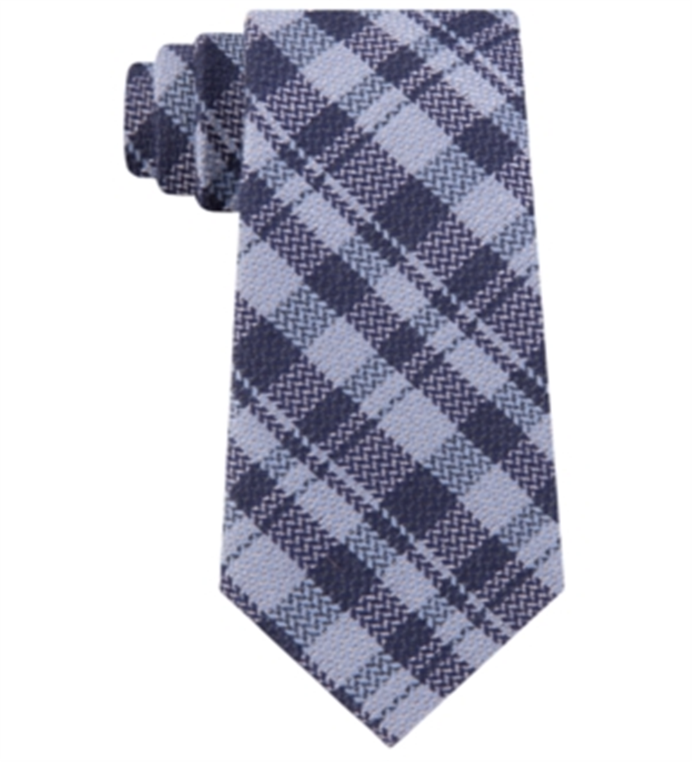 Michael Kors Men's Wool Blend Check Print Neck Tie Blue Size Regular