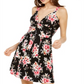 Planet Gold Junior's Floral Fit & Flare Dress Black Size Small