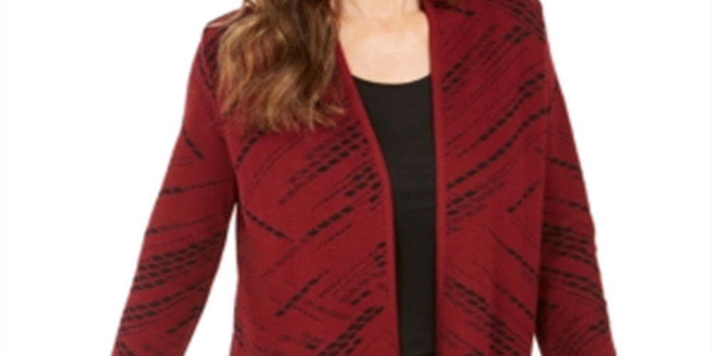 JM Collection Women's Jacquard Diagonal Print Red Size X-Large