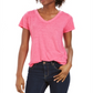 Style & Co Women's Burnout V Neck T-Shirt Pink Size X-Small