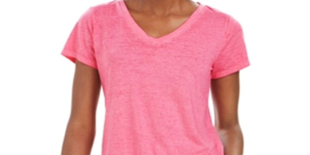 Style & Co Women's Burnout V Neck T-Shirt Pink Size X-Small