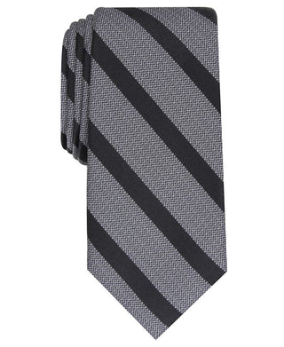 Alfani Men's Krome Silk Blend Striped Neck Tie Black-Gray One Size