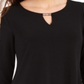 JM Collection Women's Handkerchief Hem Ladder-Sleeve Knit Top Black Size X-Small