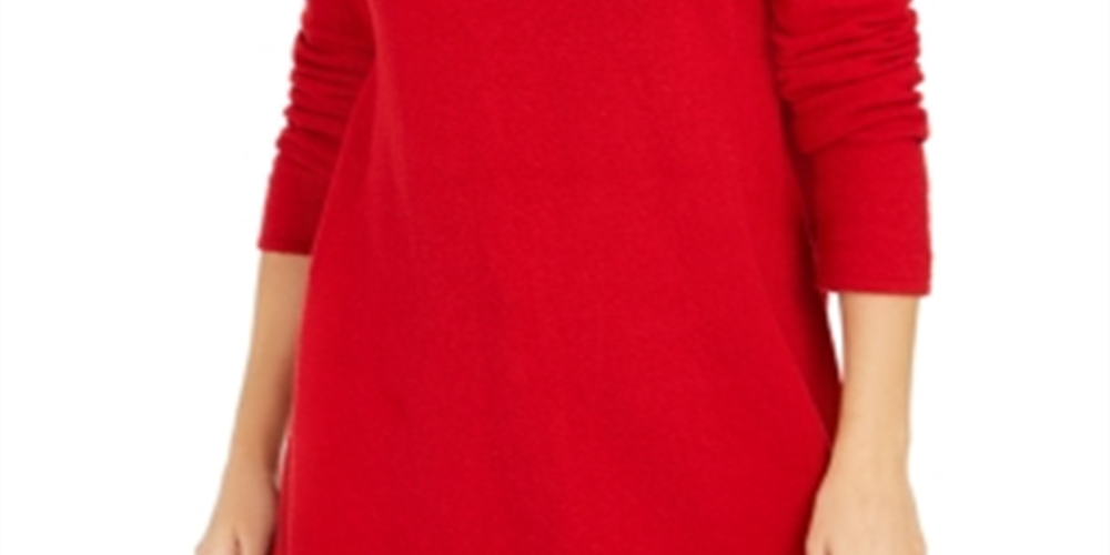 Style & Co Women's Exposed Seam Mock Neck Tunic Sweater Red Size XX-Large