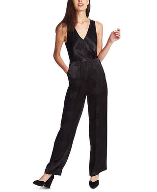 1.STATE Women's Sleeveless V Neck Evening Straight Leg Jumpsuit Black Size 4