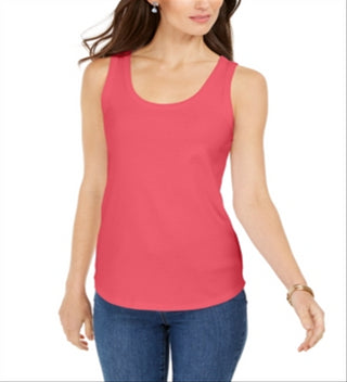 Charter Club Women's Supima Cotton Scoop Neck Tank Top Red Size Medium