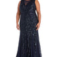 Nightway Women's Allover-Sequin Gown Blue Size 16W