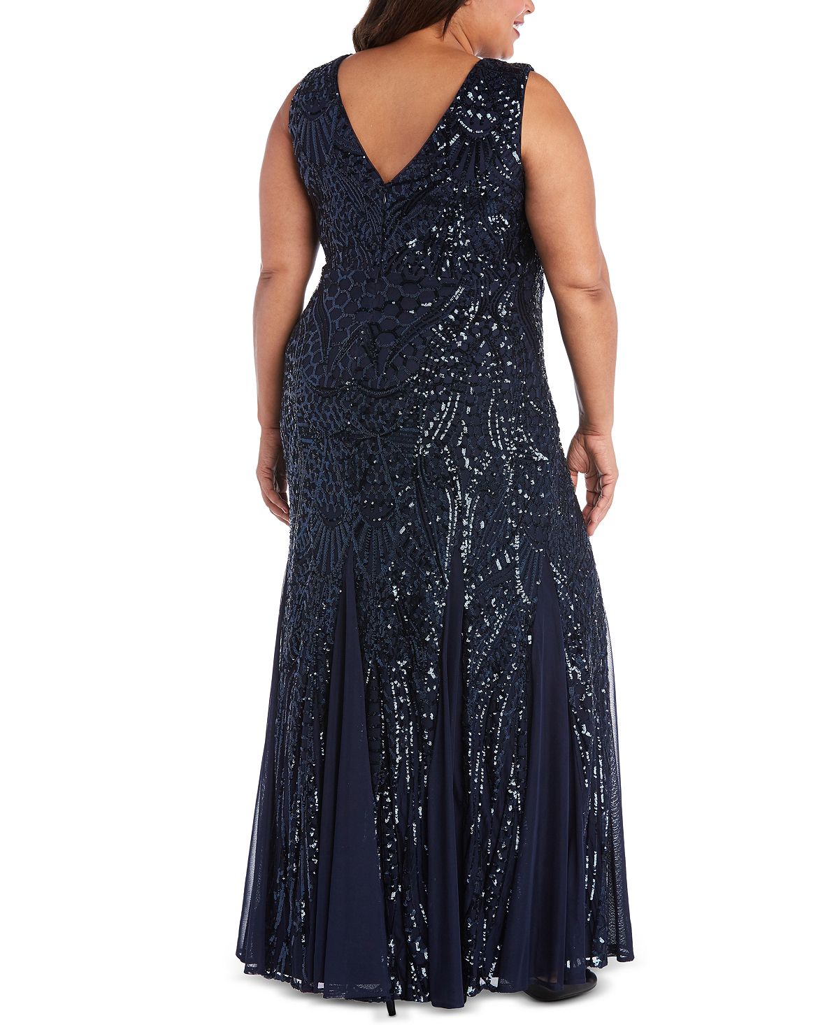 Nightway Women's Allover-Sequin Gown Blue Size 16W