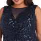 Nightway Women's Allover-Sequin Gown Blue Size 16W