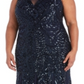 Nightway Women's Allover-Sequin Gown Blue Size 16W
