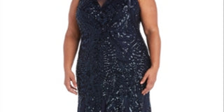 Nightway Women's Allover-Sequin Gown Blue Size 16W