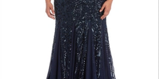Nightway Women's Allover-Sequin Gown Blue Size 16W