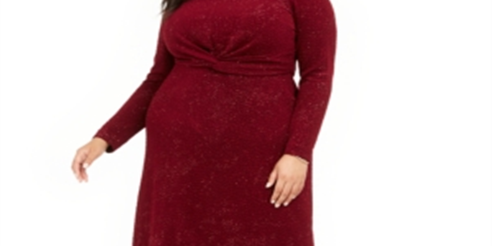 Alfani Women's Plus Twist Waist Dress Red Size 4X