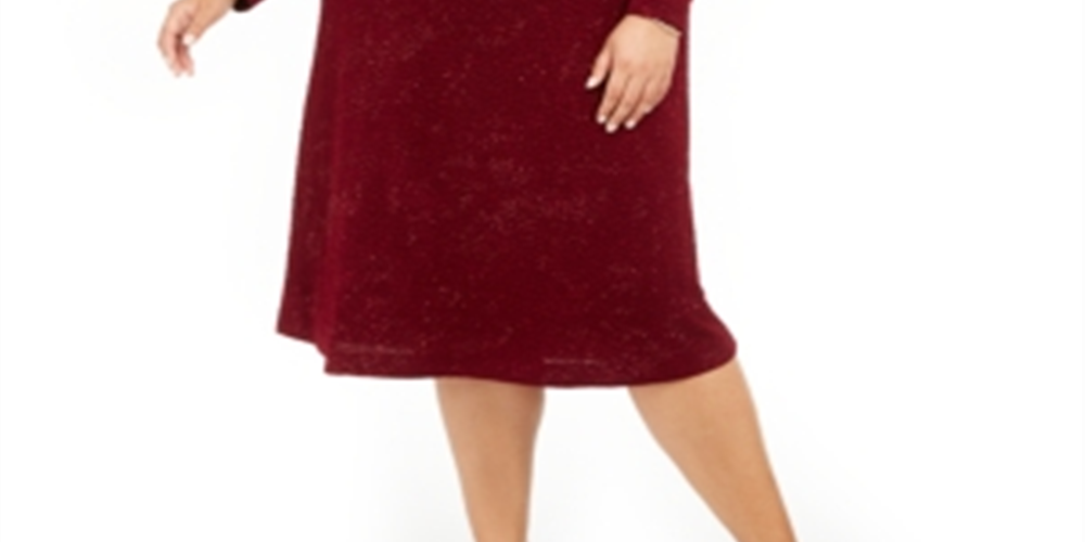 Alfani Women's Plus Twist Waist Dress Red Size 4X