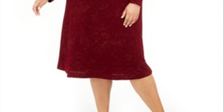 Alfani Women's Plus Twist Waist Dress Red Size 4X