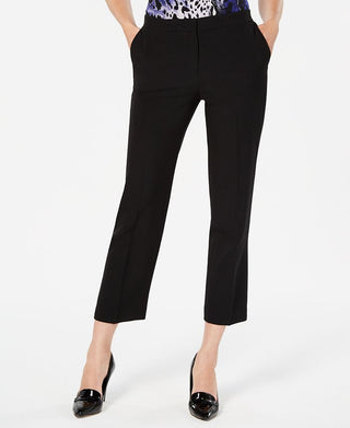 Kasper Women's Crepe Cropped Straight Leg Pants Black Size 14