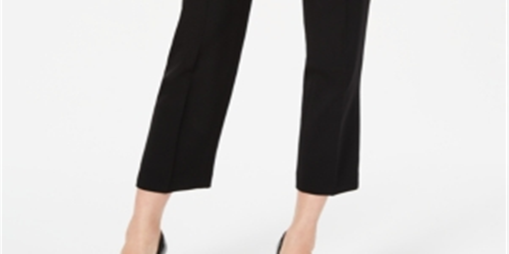 Kasper Women's Crepe Cropped Straight Leg Pants Black Size 14