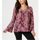 Style & Co Women's Tassel Peasant Blouse Purple Size Petite X-Large